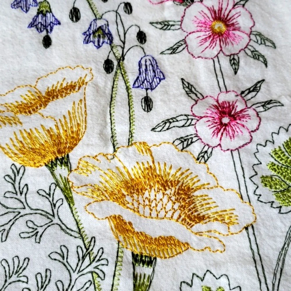 NWT C&F Floral Embroidered Flour Sack Cotton Kitchen Towel